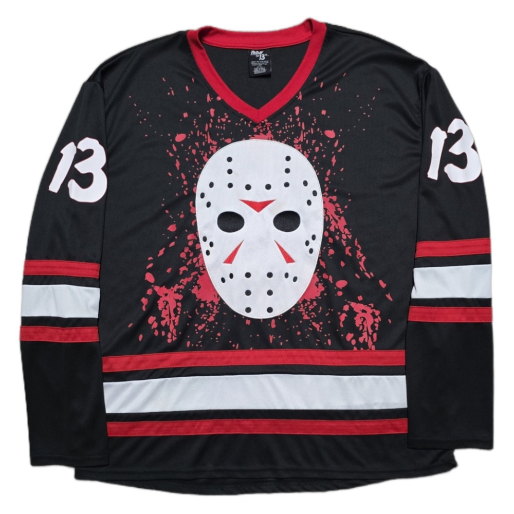 Friday The 13th Hockey Jersey Mens XL Black Horror Jason‎ Voorhees #13 Halloween